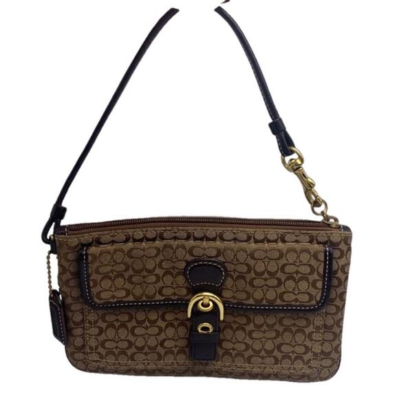 COACH Brown Signature Canvas Wristlet - Picture 1 of 9
